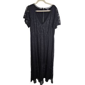 Torrid Dress Maxi Dress Lace Dress V Neck Dress Short Sleeve Dress 14 Black